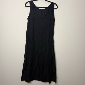 GO LIGHTLY Made in USA 100% Linen Lagenlook Split Side Minimalist Tank Dress